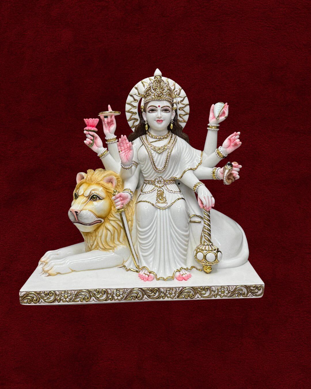 Marble Durga Mata Sacred Power - Embodiment Shakti Goddess Handcrafted Temple Moorti Art